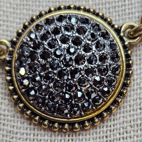 Lucky Brand Marcasite Charmed Bohemian Necklace Connected with Leather Cord - Picture 2 of 6